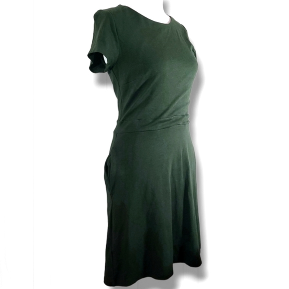 LOFT Women's Forest Green Short Sleeve A-Line Pocket Mini Dress Size 2 P… - Picture 3 of 11